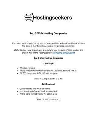 Web Hosting Companies
