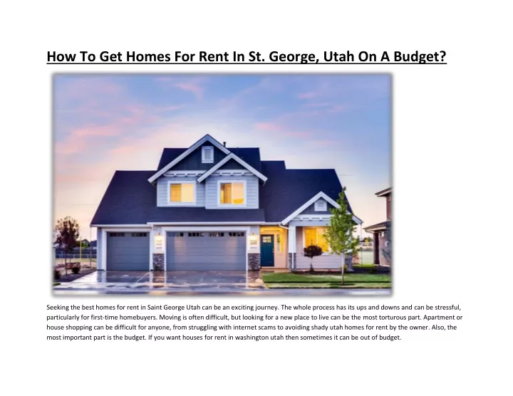 how to get homes for rent in st george utah