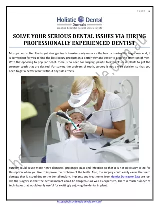 Solve Your Serious Dental Issues Via Hiring Professionally Experienced Dentist