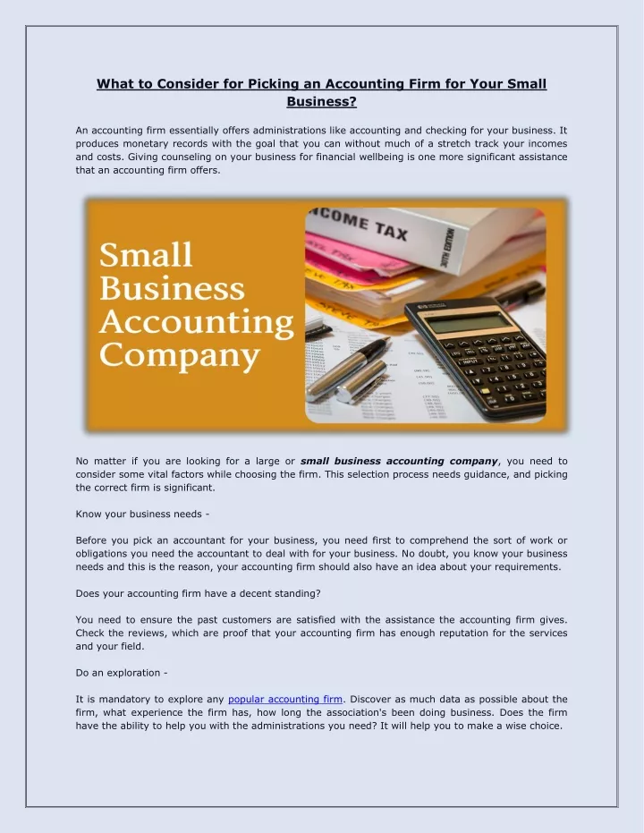 what to consider for picking an accounting firm