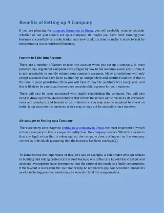 benefits of setting up a company