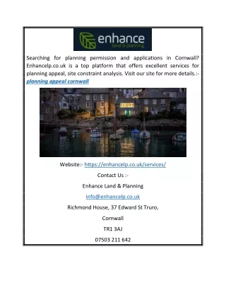 Planning Appeal Cornwall | Enhancelp.co.uk