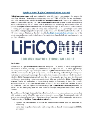 application of light communication network