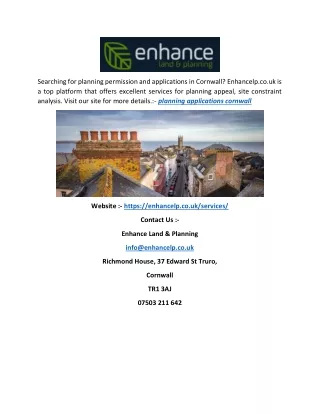 Planning Applications Cornwall | Enhancelp.co.uk