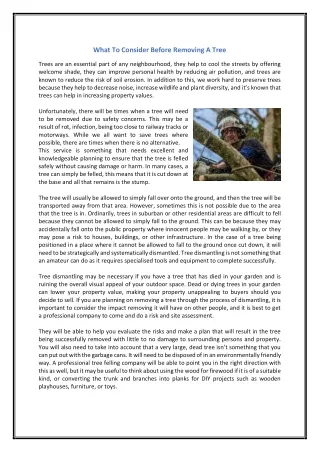 what to consider before removing a tree