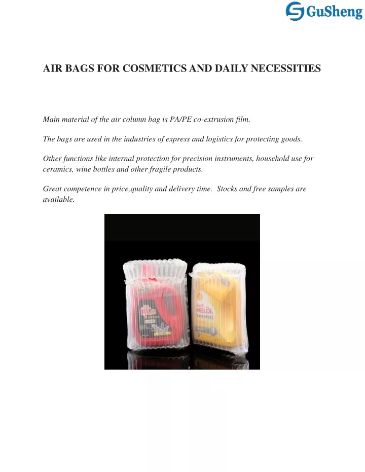 air bags for cosmetics and daily necessities