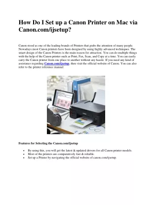 how do i set up a canon printer on mac via canon