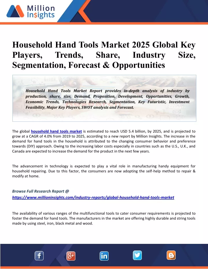 household hand tools market 2025 global