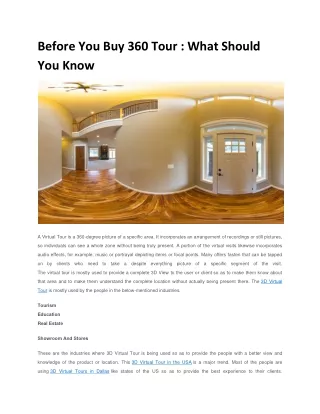Before You Buy 360 Tour  What Should You Know