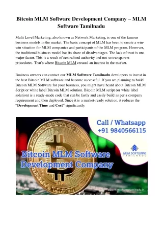 bitcoin mlm software development company