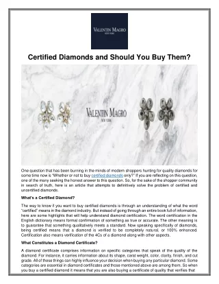 Certified Diamonds and Should You Buy Them