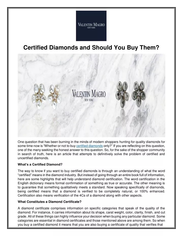 certified diamonds and should you buy them