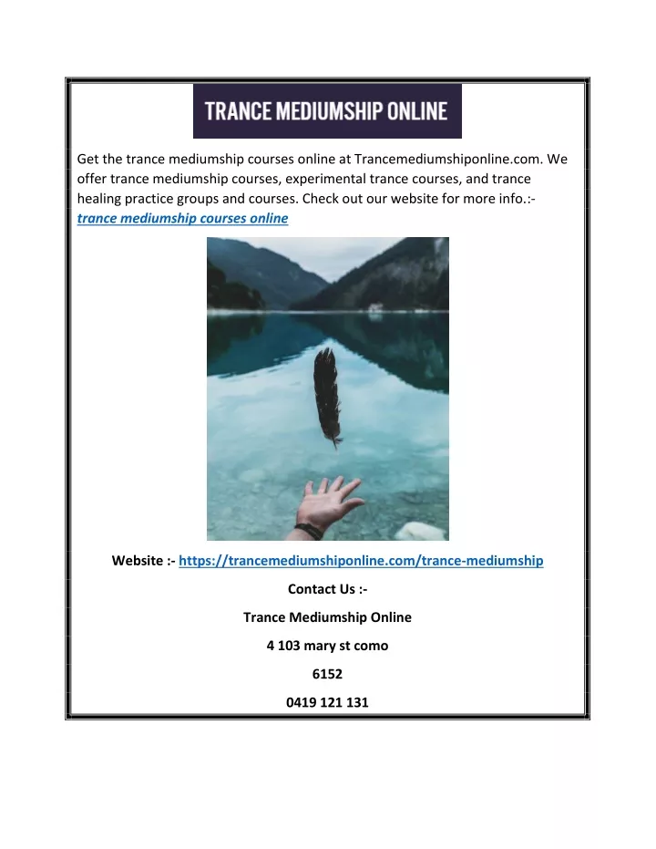 get the trance mediumship courses online