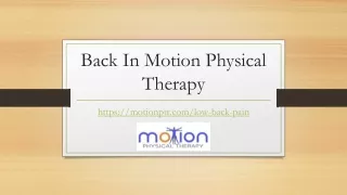 back in motion physical therapy
