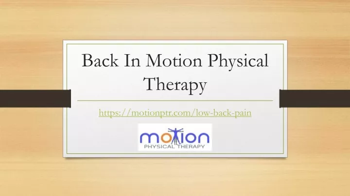 back in motion physical therapy