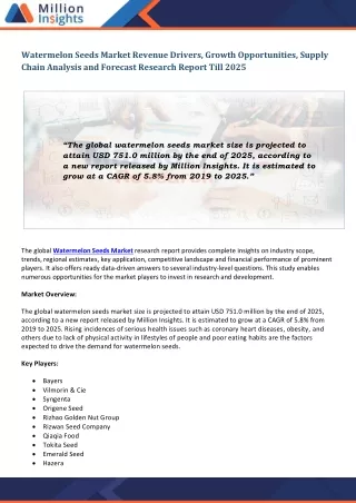 watermelon seeds market revenue drivers growth