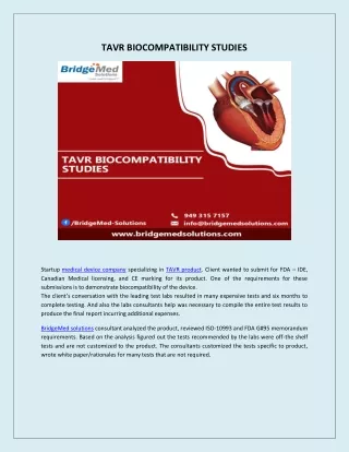 tavr biocompatibility studies