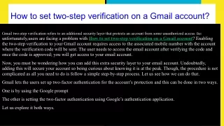 How to set two-step verification on a Gmail account?