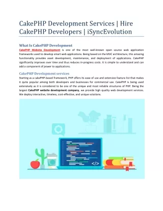 CakePHP Development Services | Hire CakePHP Developers | iSyncEvolution