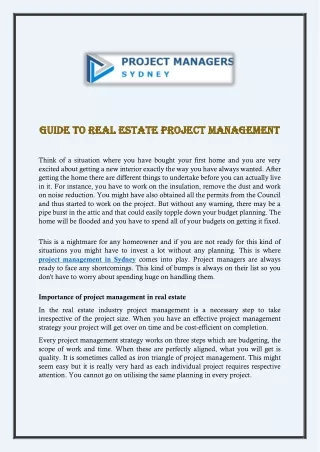 Guide To Real Estate Project Management