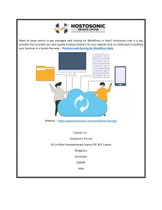 Premium Web Hosting for WordPress India | Hostosonic.com