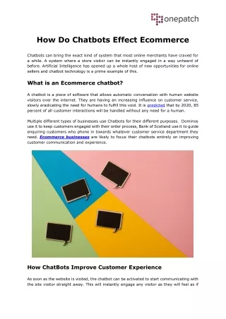 how do chatbots effect ecommerce
