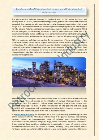 Fundamentals of Petrochemical Industry and Petrochemical Maintenance