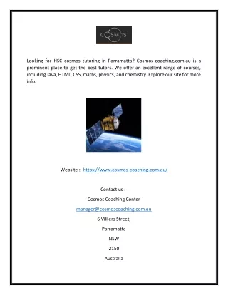 looking for hsc cosmos tutoring in parramatta