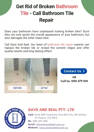 Get Rid of Broken Bathroom Tile - Call Bathroom Tile Repair