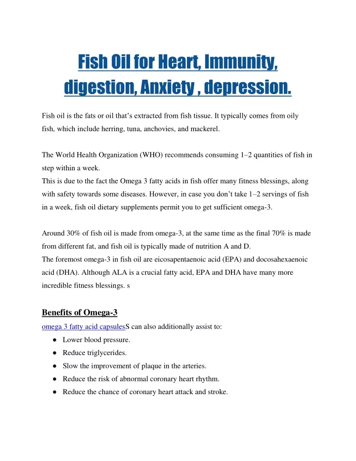 fish oil for heart immunity digestion anxiety