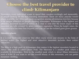 Choose the best travel provider to climb Kilimanjaro