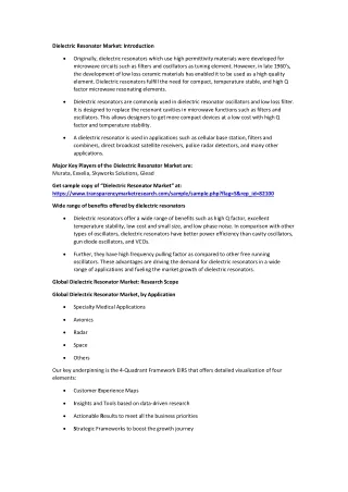 dielectric resonator market introduction