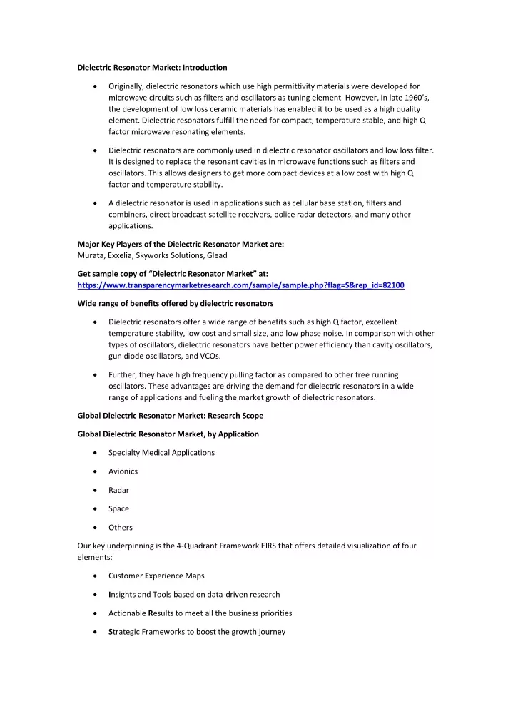 dielectric resonator market introduction