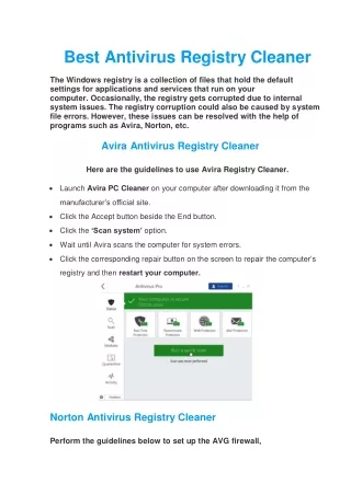 best antivirus registry cleaner