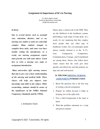 assignment in importance of 6cs in nursing