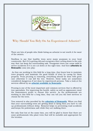 why should you rely on an experienced arborist