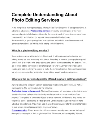 Complete Understanding About Photo Editing Services