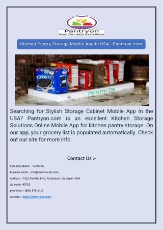 Kitchen Pantry Storage Mobile App In USA | Pantryon.com