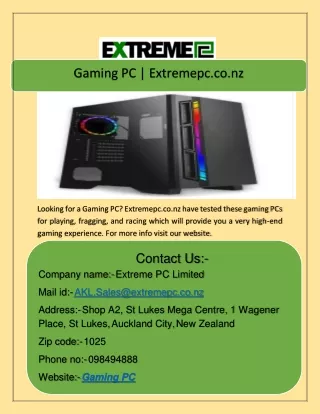Gaming PC  Extremepc.co.nz