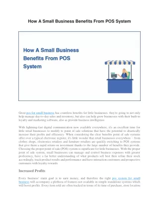 How A Small Business Benefits From POS System