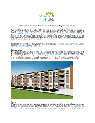 What makes Premium Apartments in Varthur worth your investment ?
