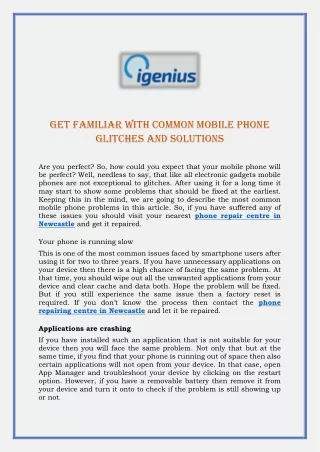 get familiar with common mobile phone glitches