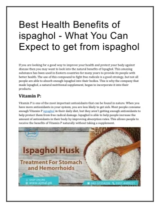 What You Can Expect to get from ispaghol