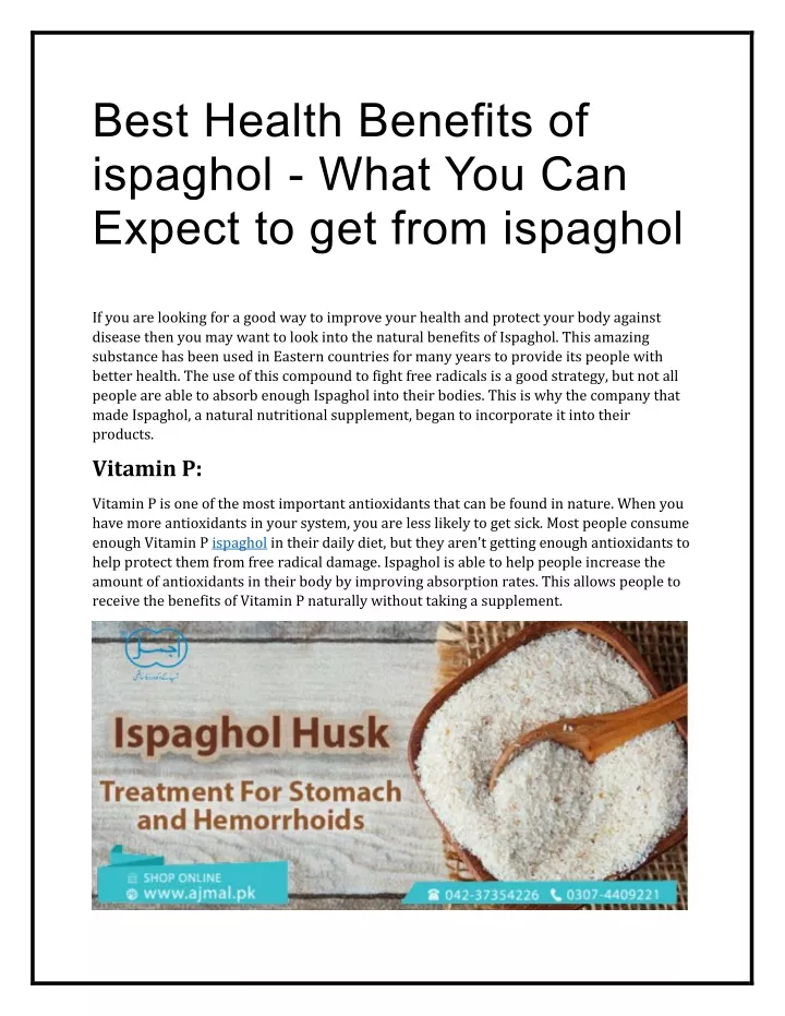 best health benefits of ispaghol what