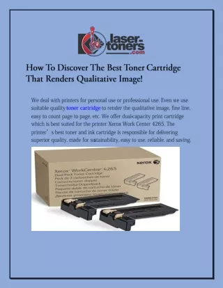 How To Discover The Best Toner Cartridge That Renders Qualitative Image