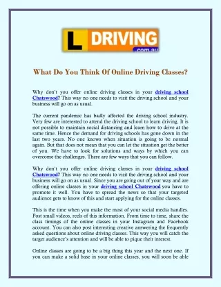 what do you think of online driving classes