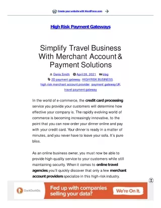Simplify Travel Business With Merchant Account & Payment Solutions