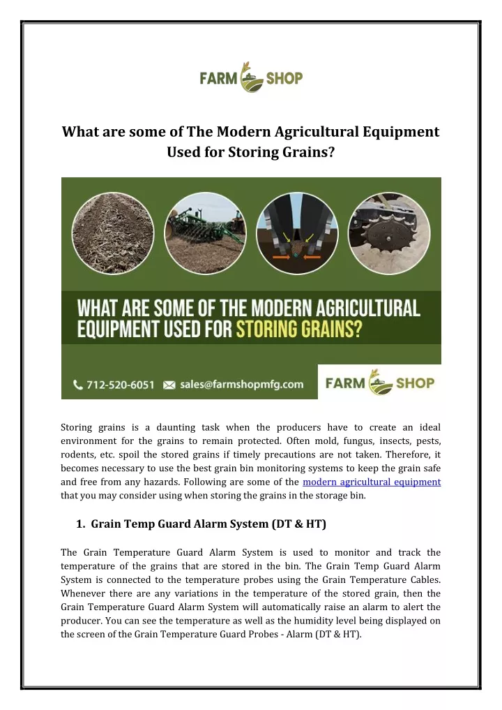 what are some of the modern agricultural
