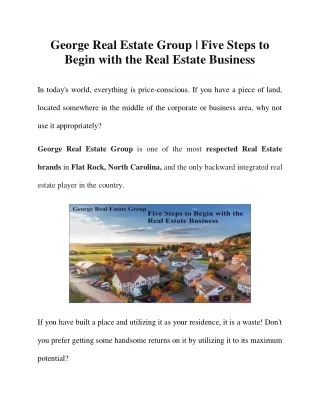 George Real Estate Group - The Essentials of Starting a Real Estate Business
