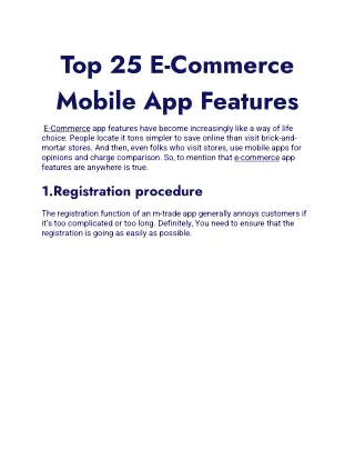 top 25 e commerce mobile app features